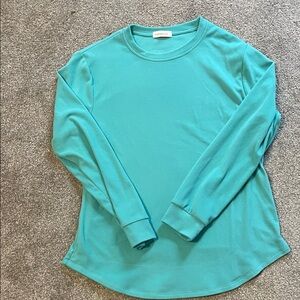 Fantaslook Turquoise Long Sleeve Fleece Like Crewneck